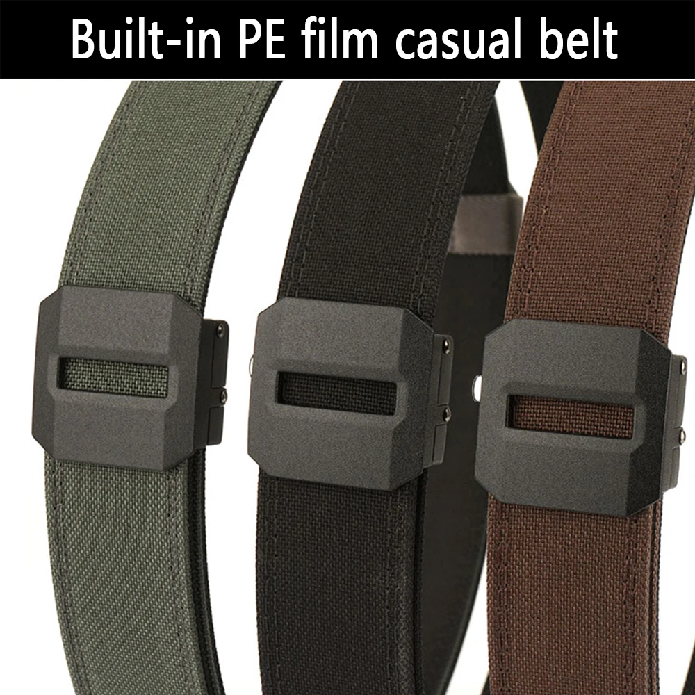 TUSHI New Hard Tactical Belt for Men Gun Belt EDC Metal Automatic Buckle IPSC Nylon Outdoor Sports Girdle Male Military Belt