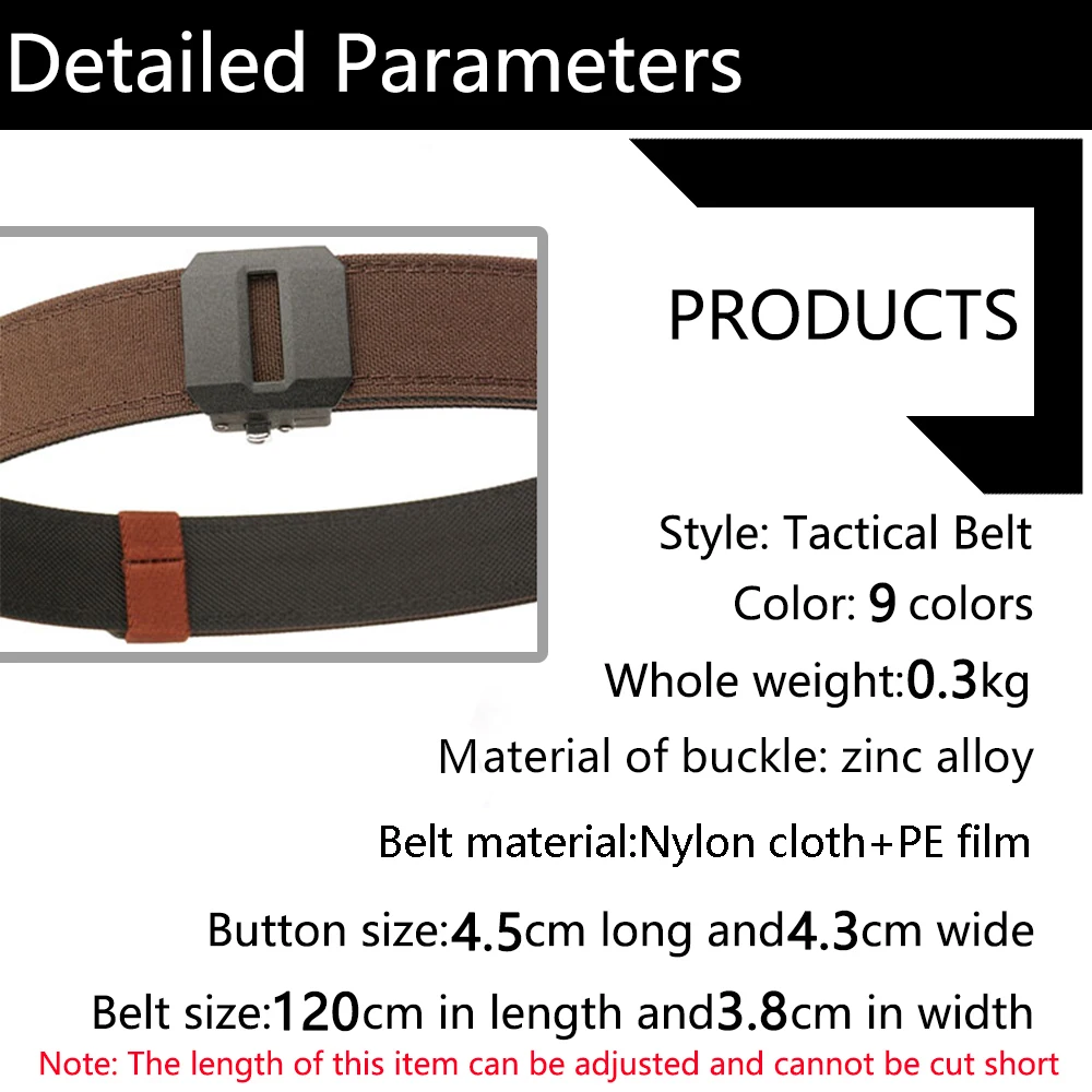 TUSHI New Hard Tactical Belt for Men Gun Belt EDC Metal Automatic Buckle IPSC Nylon Outdoor Sports Girdle Male Military Belt