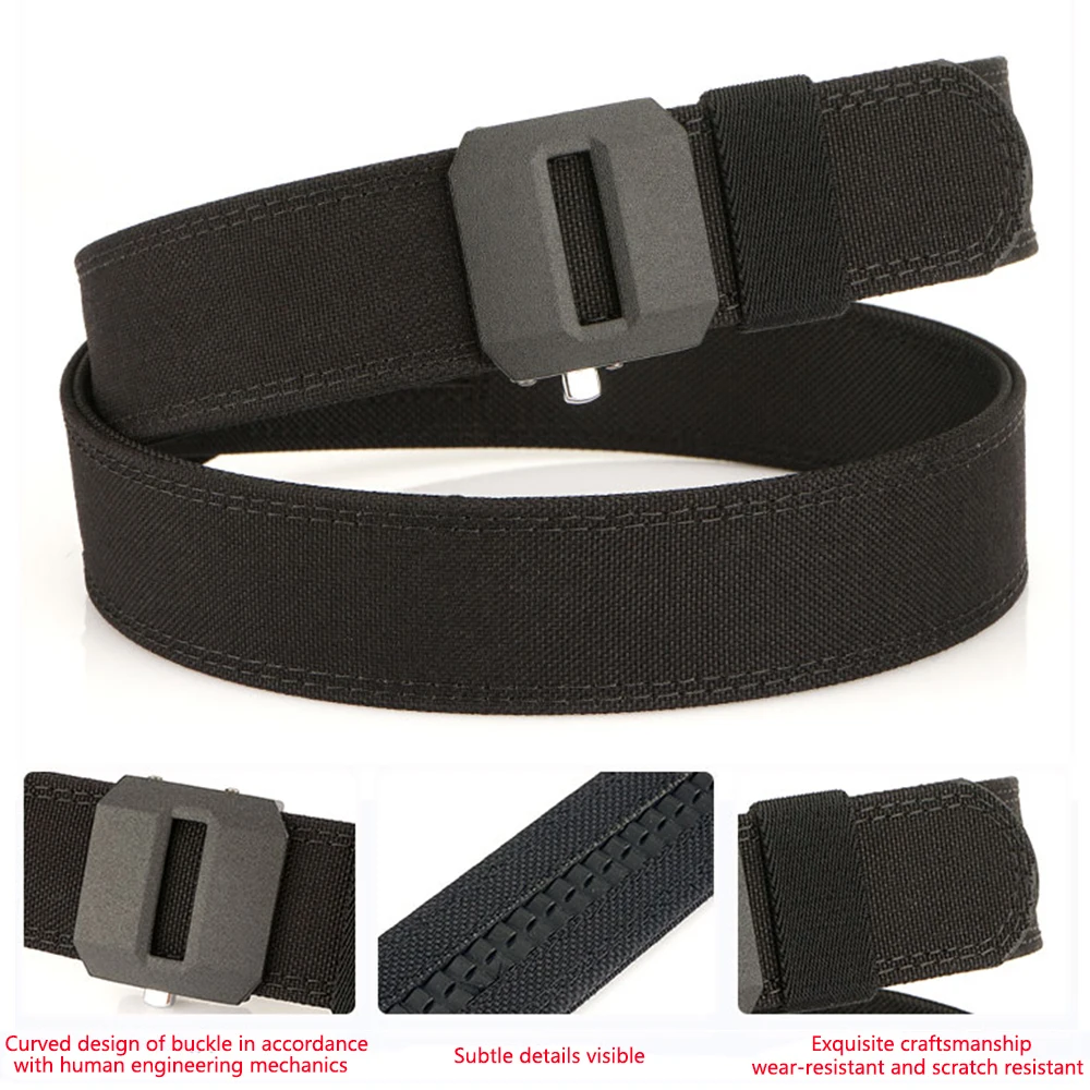 TUSHI New Hard Tactical Belt for Men Gun Belt EDC Metal Automatic Buckle IPSC Nylon Outdoor Sports Girdle Male Military Belt
