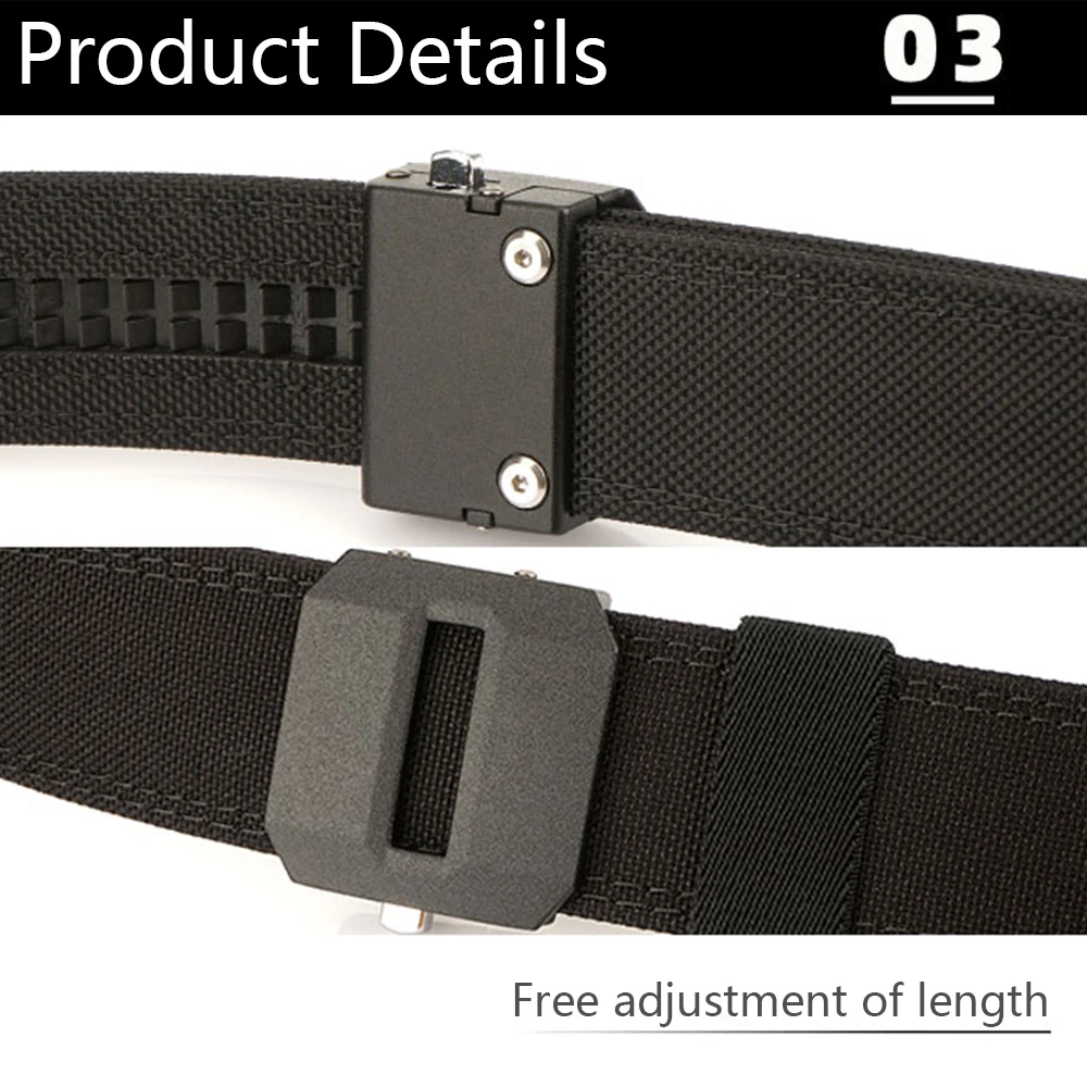 TUSHI New Hard Tactical Belt for Men Gun Belt EDC Metal Automatic Buckle IPSC Nylon Outdoor Sports Girdle Male Military Belt