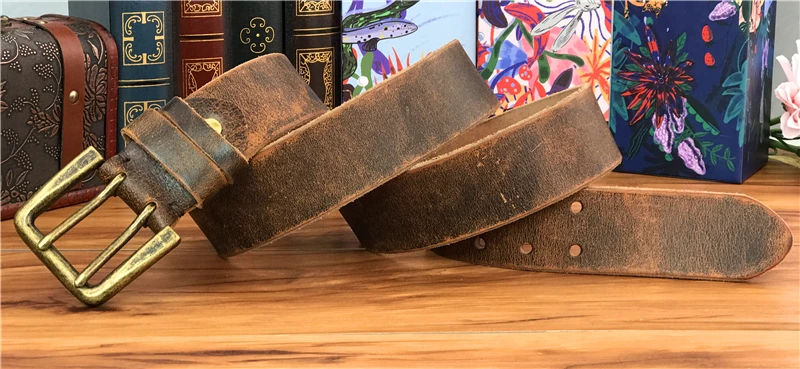 Double Pin Vintage Belt Buckle Super Wide 4.2CM Genuine Leather Men Belt Luxury Ceinture Homme Jeans Cinturon Mujer MBT0018