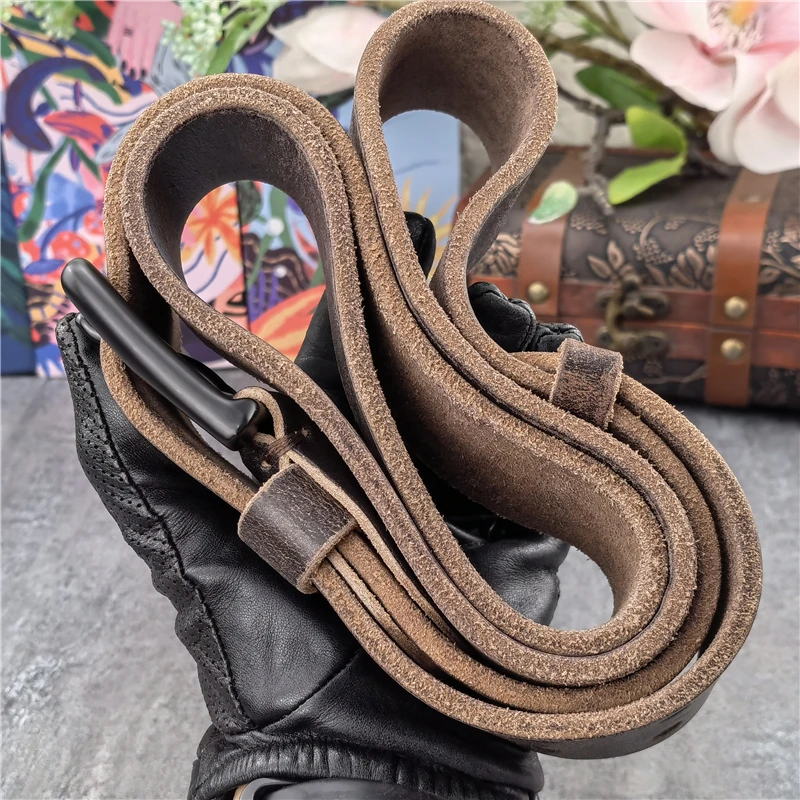 Double Pin Vintage Belt Buckle Super Wide 4.2CM Genuine Leather Men Belt Luxury Ceinture Homme Jeans Cinturon Mujer MBT0018