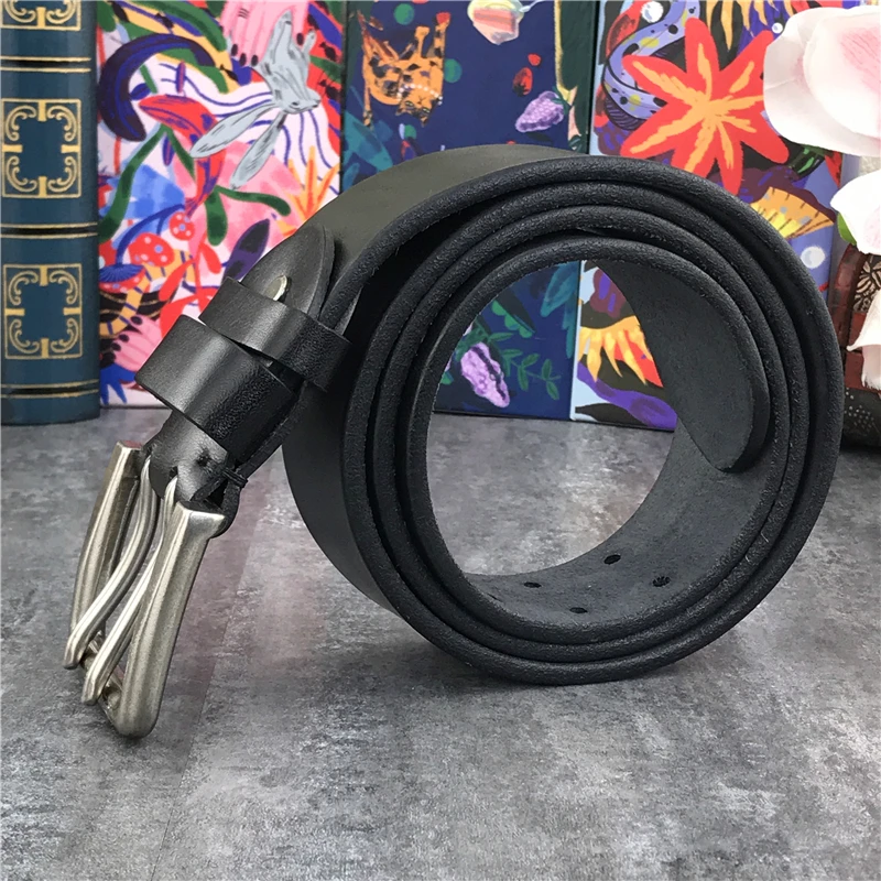 Double Pin Vintage Belt Buckle Super Wide 4.2CM Genuine Leather Men Belt Luxury Ceinture Homme Jeans Cinturon Mujer MBT0018