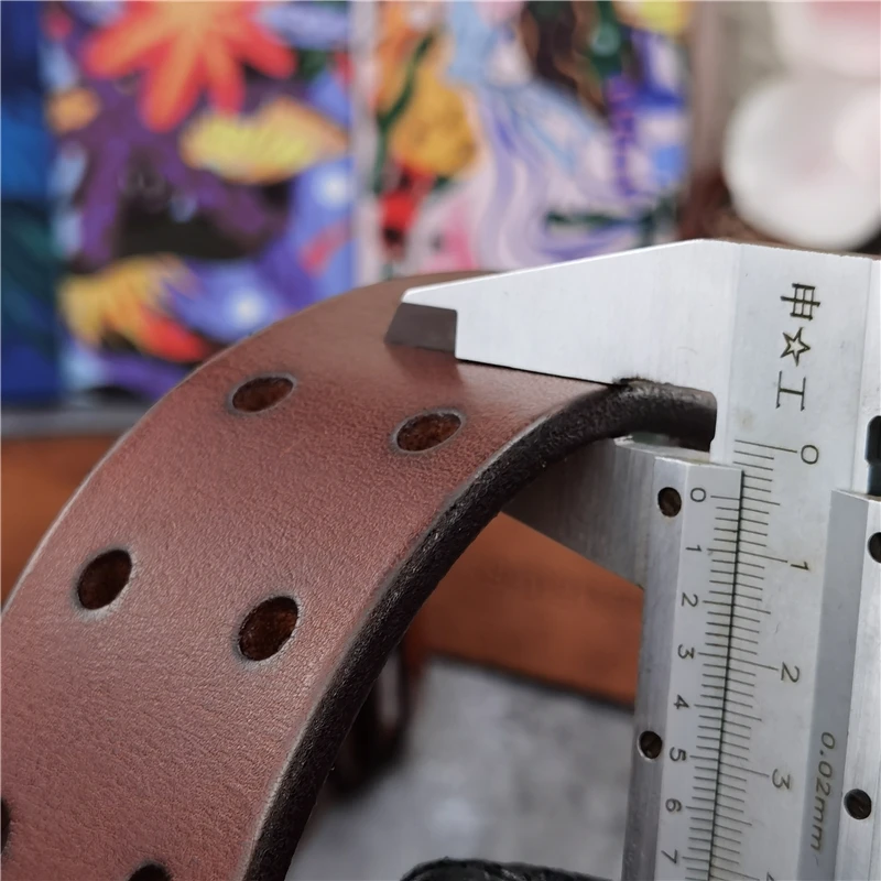 Double Pin Vintage Belt Buckle Super Wide 4.2CM Genuine Leather Men Belt Luxury Ceinture Homme Jeans Cinturon Mujer MBT0018