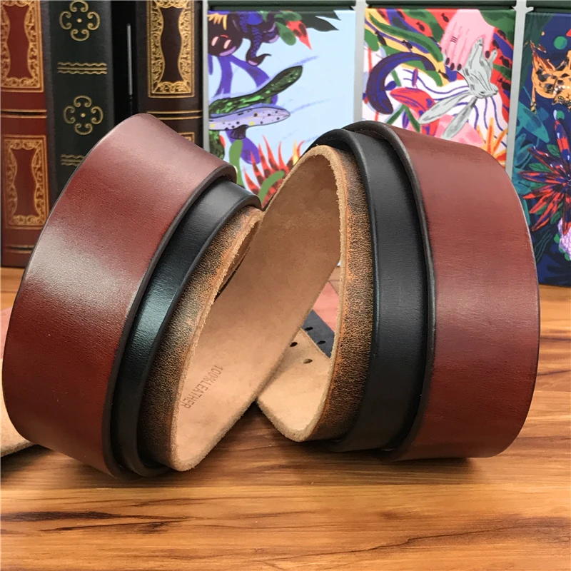 Double Pin Vintage Belt Buckle Super Wide 4.2CM Genuine Leather Men Belt Luxury Ceinture Homme Jeans Cinturon Mujer MBT0018