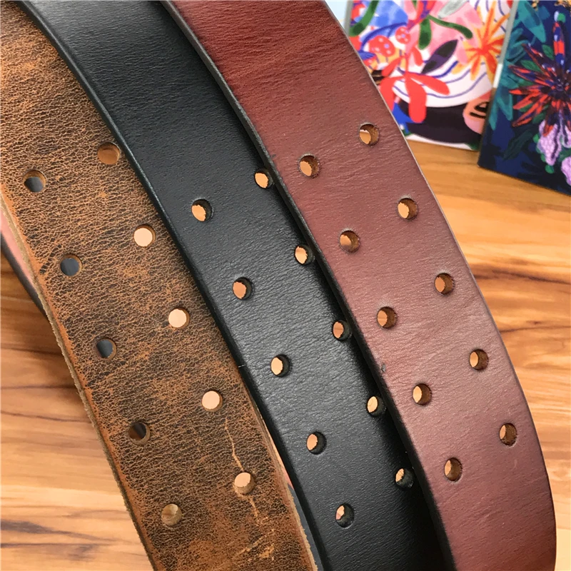 Double Pin Vintage Belt Buckle Super Wide 4.2CM Genuine Leather Men Belt Luxury Ceinture Homme Jeans Cinturon Mujer MBT0018