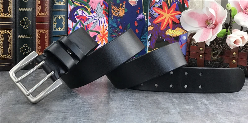 Double Pin Vintage Belt Buckle Super Wide 4.2CM Genuine Leather Men Belt Luxury Ceinture Homme Jeans Cinturon Mujer MBT0018