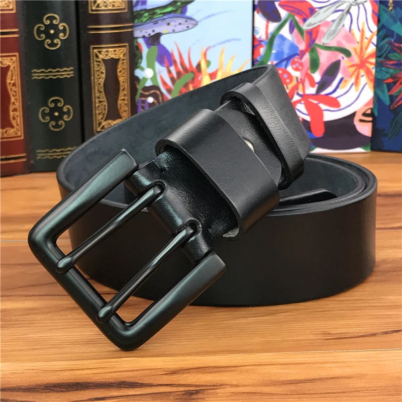 Double Pin Vintage Belt Buckle Super Wide 4.2CM Genuine Leather Men Belt Luxury Ceinture Homme Jeans Cinturon Mujer MBT0018