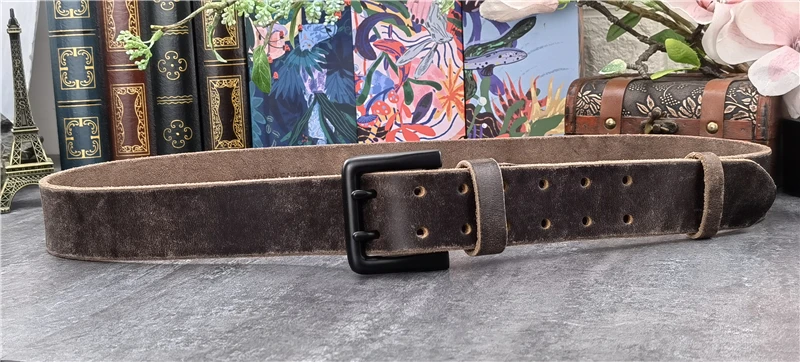 Double Pin Vintage Belt Buckle Super Wide 4.2CM Genuine Leather Men Belt Luxury Ceinture Homme Jeans Cinturon Mujer MBT0018
