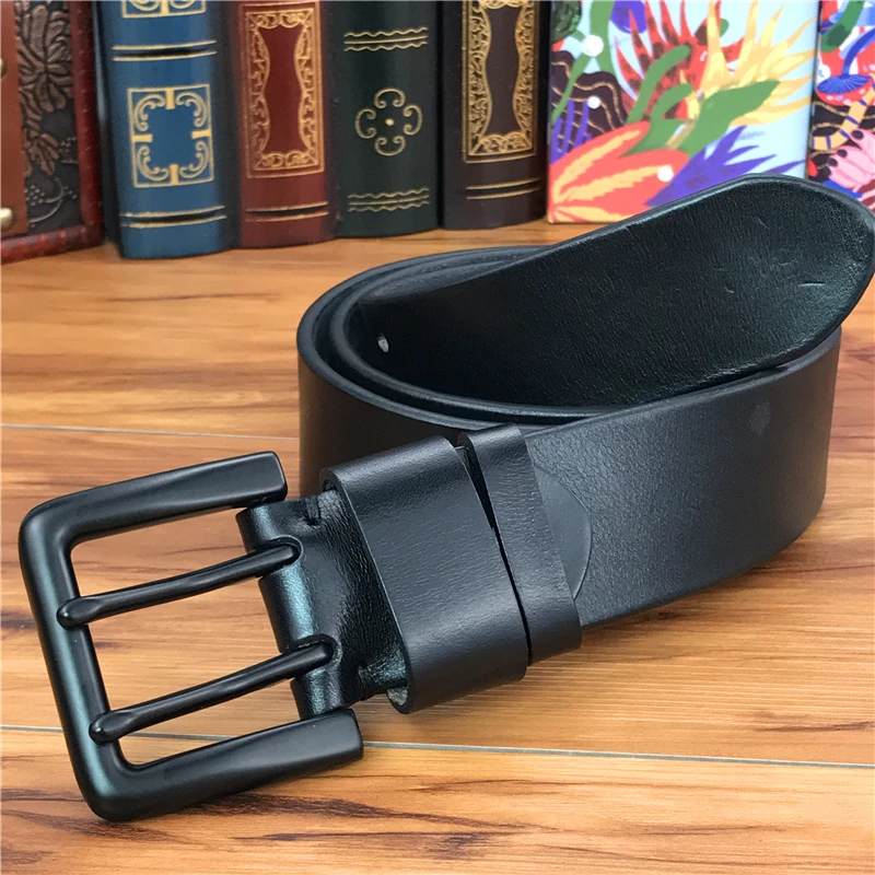 Double Pin Vintage Belt Buckle Super Wide 4.2CM Genuine Leather Men Belt Luxury Ceinture Homme Jeans Cinturon Mujer MBT0018
