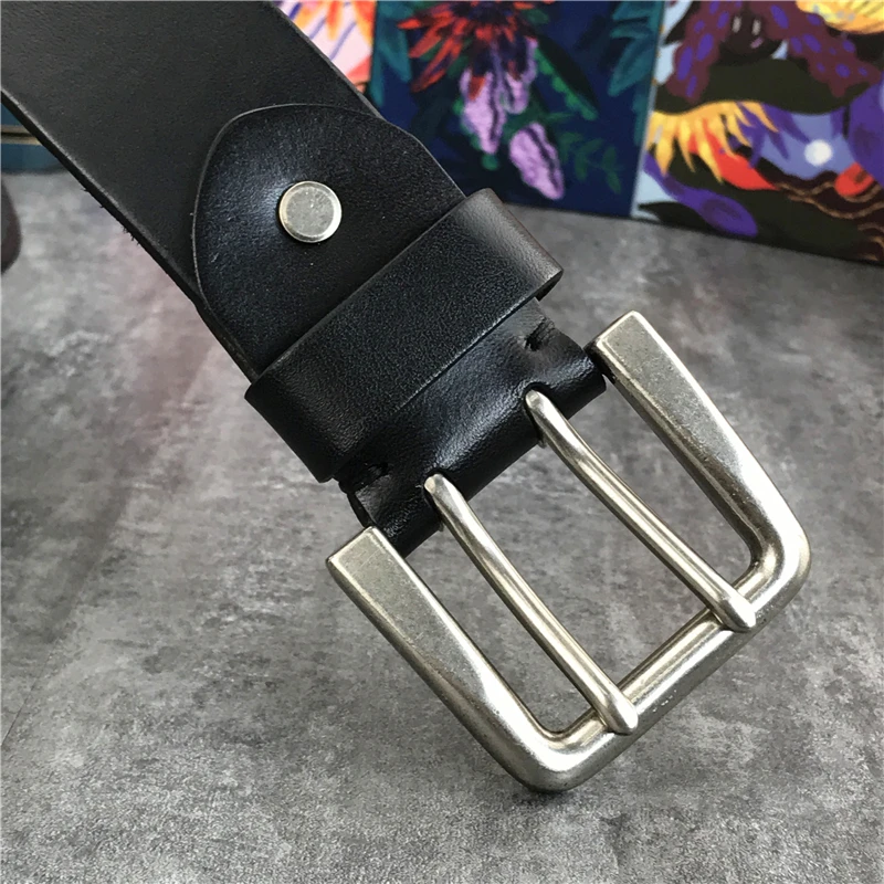 Double Pin Vintage Belt Buckle Super Wide 4.2CM Genuine Leather Men Belt Luxury Ceinture Homme Jeans Cinturon Mujer MBT0018