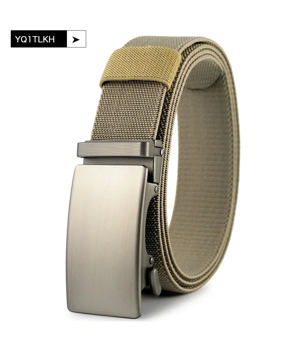 Golf Sports Elastic Belt Tactical Belt Metal Automatic Buckle Tough Stretch Nylon Men Military Belt 115-135CM Big Size Belts