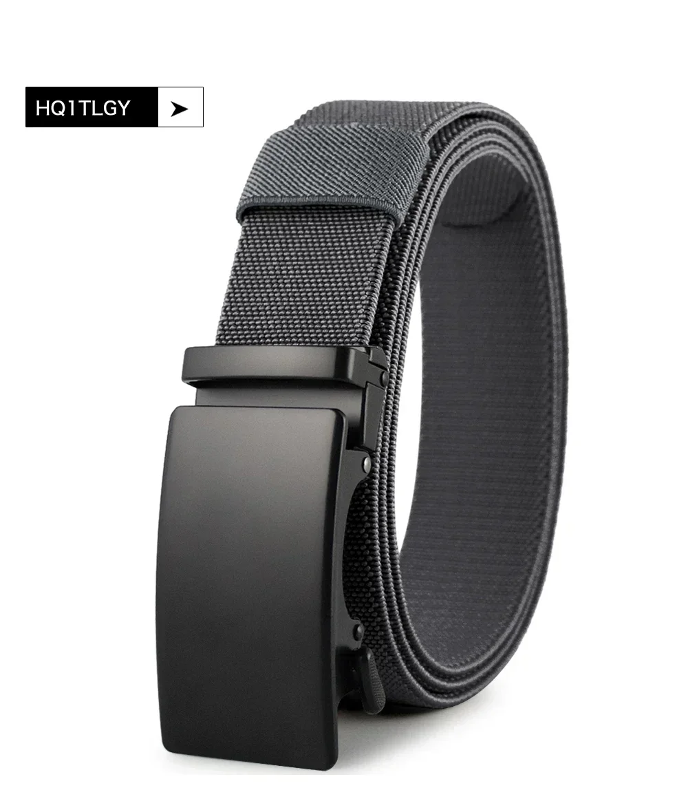 Golf Sports Elastic Belt Tactical Belt Metal Automatic Buckle Tough Stretch Nylon Men Military Belt 115-135CM Big Size Belts