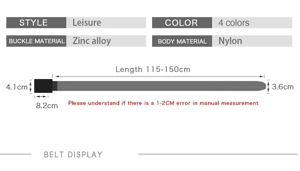 Golf Sports Elastic Belt Tactical Belt Metal Automatic Buckle Tough Stretch Nylon Men Military Belt 115-135CM Big Size Belts