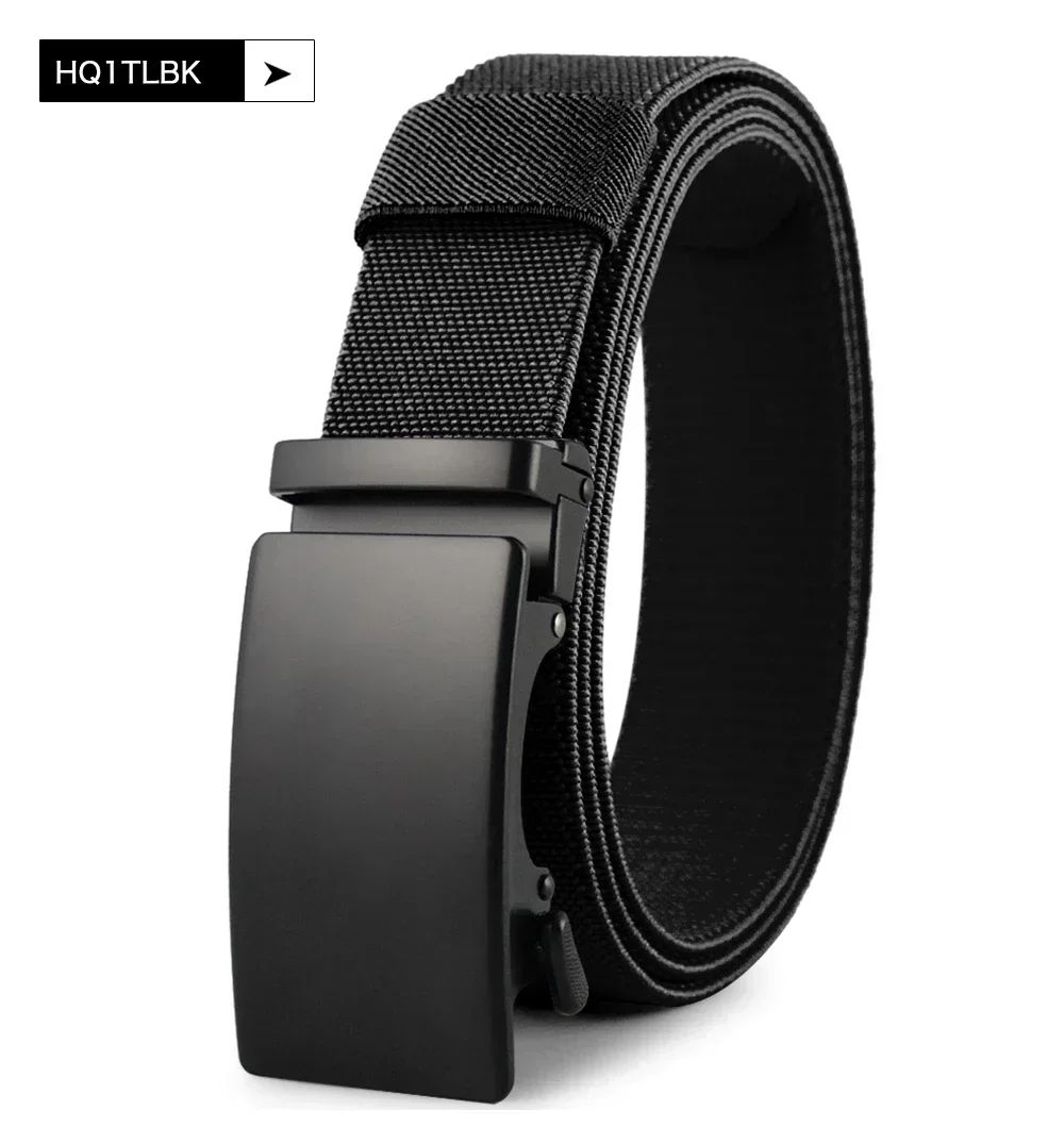 Golf Sports Elastic Belt Tactical Belt Metal Automatic Buckle Tough Stretch Nylon Men Military Belt 115-135CM Big Size Belts