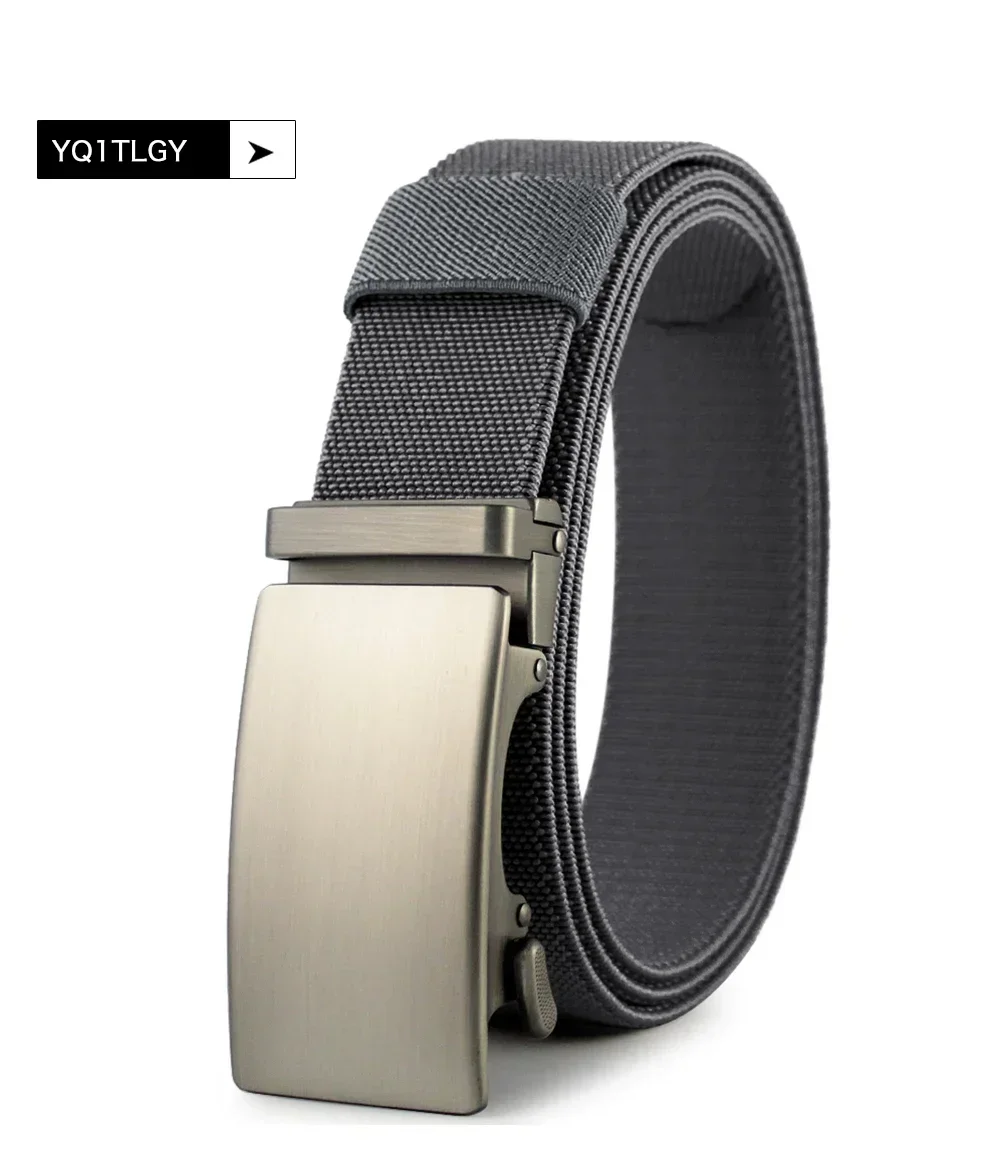 Golf Sports Elastic Belt Tactical Belt Metal Automatic Buckle Tough Stretch Nylon Men Military Belt 115-135CM Big Size Belts