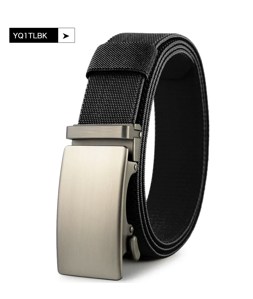 Golf Sports Elastic Belt Tactical Belt Metal Automatic Buckle Tough Stretch Nylon Men Military Belt 115-135CM Big Size Belts