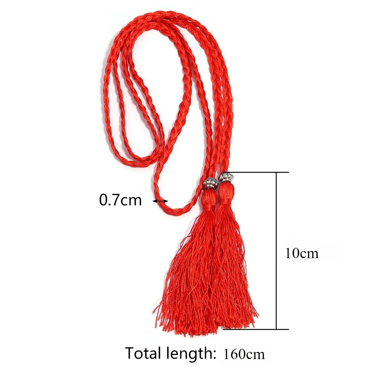 160cm Braided Tassel Belt Handmade Waist Belts for DIY Casual Garment Party Birthday Women Dress Decoration Accessories