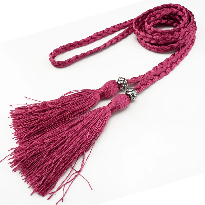 160cm Braided Tassel Belt Handmade Waist Belts for DIY Casual Garment Party Birthday Women Dress Decoration Accessories