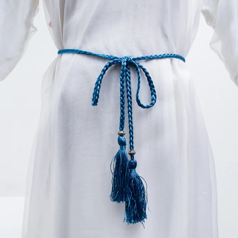 160cm Braided Tassel Belt Handmade Waist Belts for DIY Casual Garment Party Birthday Women Dress Decoration Accessories