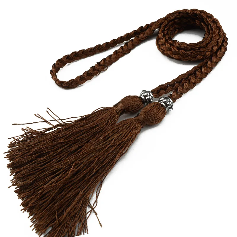 160cm Braided Tassel Belt Handmade Waist Belts for DIY Casual Garment Party Birthday Women Dress Decoration Accessories