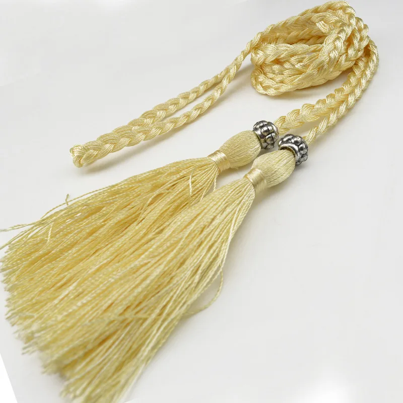 160cm Braided Tassel Belt Handmade Waist Belts for DIY Casual Garment Party Birthday Women Dress Decoration Accessories