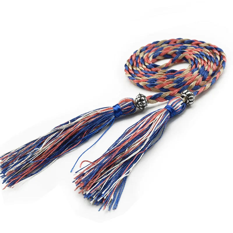 160cm Braided Tassel Belt Handmade Waist Belts for DIY Casual Garment Party Birthday Women Dress Decoration Accessories