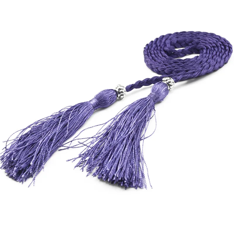 160cm Braided Tassel Belt Handmade Waist Belts for DIY Casual Garment Party Birthday Women Dress Decoration Accessories