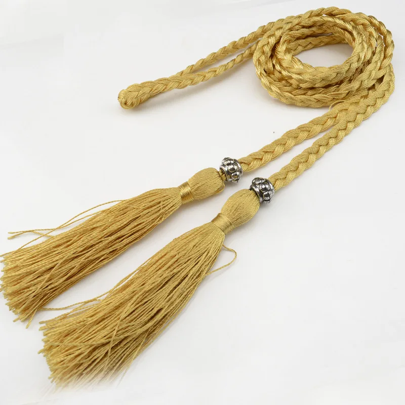 160cm Braided Tassel Belt Handmade Waist Belts for DIY Casual Garment Party Birthday Women Dress Decoration Accessories