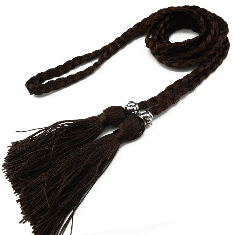 160cm Braided Tassel Belt Handmade Waist Belts for DIY Casual Garment Party Birthday Women Dress Decoration Accessories