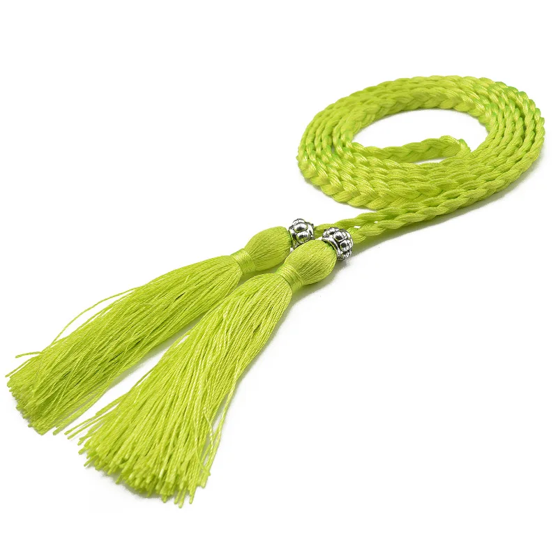 160cm Braided Tassel Belt Handmade Waist Belts for DIY Casual Garment Party Birthday Women Dress Decoration Accessories