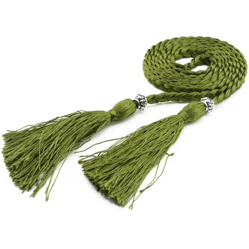 160cm Braided Tassel Belt Handmade Waist Belts for DIY Casual Garment Party Birthday Women Dress Decoration Accessories