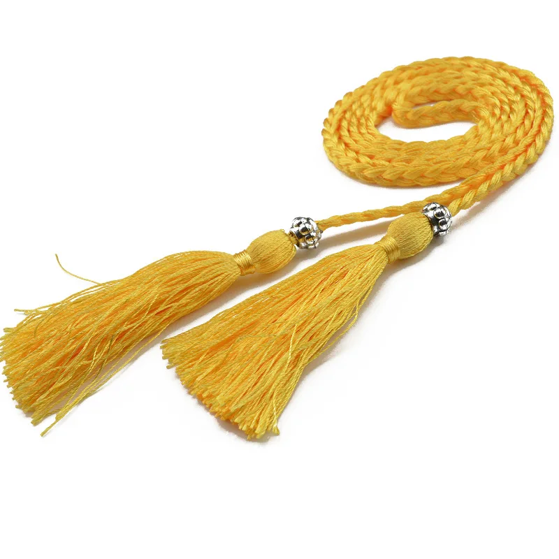 160cm Braided Tassel Belt Handmade Waist Belts for DIY Casual Garment Party Birthday Women Dress Decoration Accessories