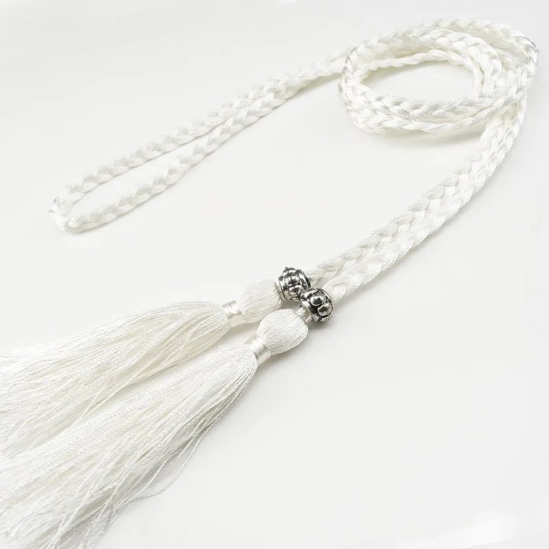 160cm Braided Tassel Belt Handmade Waist Belts for DIY Casual Garment Party Birthday Women Dress Decoration Accessories