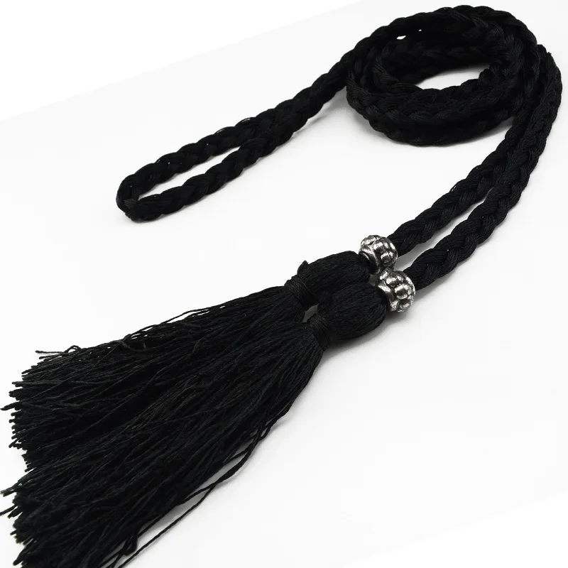 160cm Braided Tassel Belt Handmade Waist Belts for DIY Casual Garment Party Birthday Women Dress Decoration Accessories