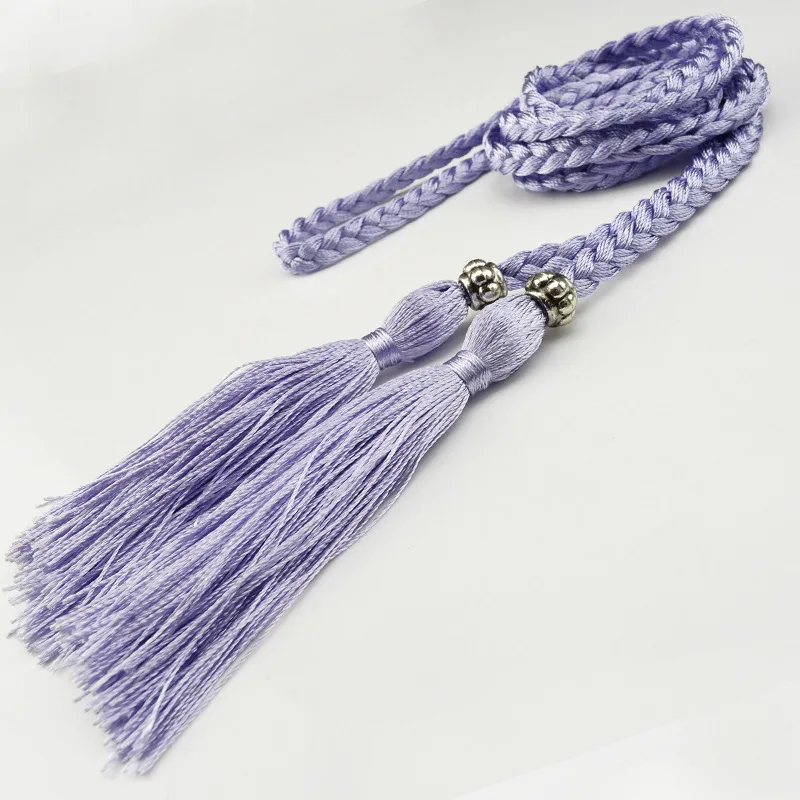 160cm Braided Tassel Belt Handmade Waist Belts for DIY Casual Garment Party Birthday Women Dress Decoration Accessories