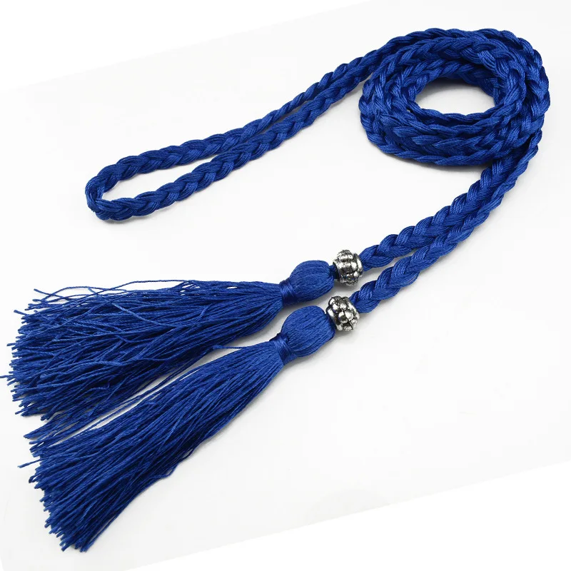 160cm Braided Tassel Belt Handmade Waist Belts for DIY Casual Garment Party Birthday Women Dress Decoration Accessories