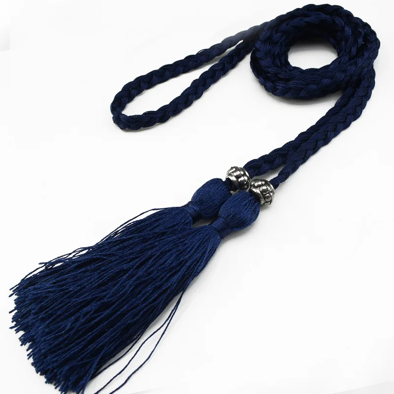 160cm Braided Tassel Belt Handmade Waist Belts for DIY Casual Garment Party Birthday Women Dress Decoration Accessories