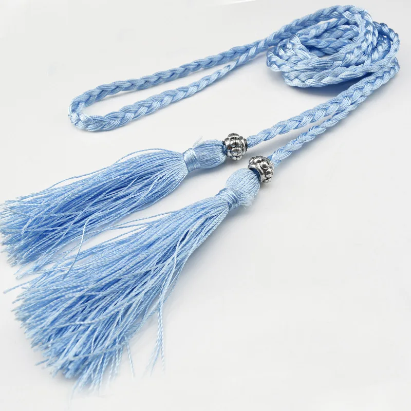 160cm Braided Tassel Belt Handmade Waist Belts for DIY Casual Garment Party Birthday Women Dress Decoration Accessories