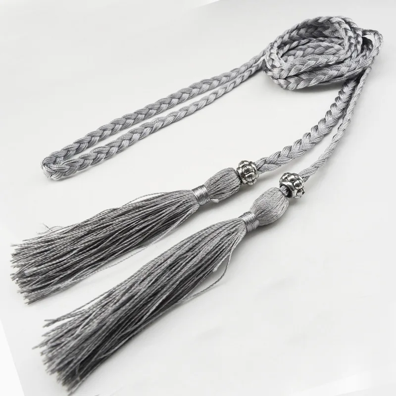 160cm Braided Tassel Belt Handmade Waist Belts for DIY Casual Garment Party Birthday Women Dress Decoration Accessories