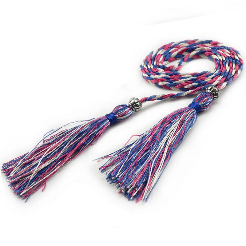 160cm Braided Tassel Belt Handmade Waist Belts for DIY Casual Garment Party Birthday Women Dress Decoration Accessories