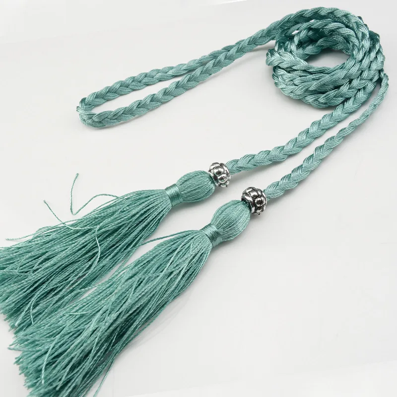 160cm Braided Tassel Belt Handmade Waist Belts for DIY Casual Garment Party Birthday Women Dress Decoration Accessories