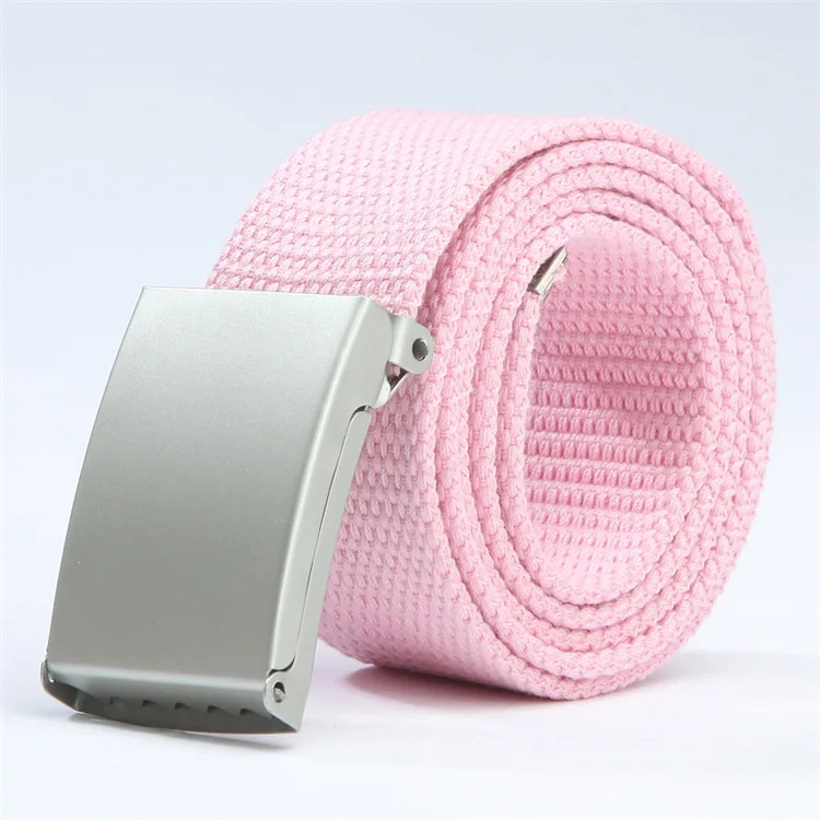 Fashion New Unisex Trousers Belts Canvas Belt Metal Buckle Men Women Boys Jeans Belts Candy Colors Top Quality140cm Luxury Belts