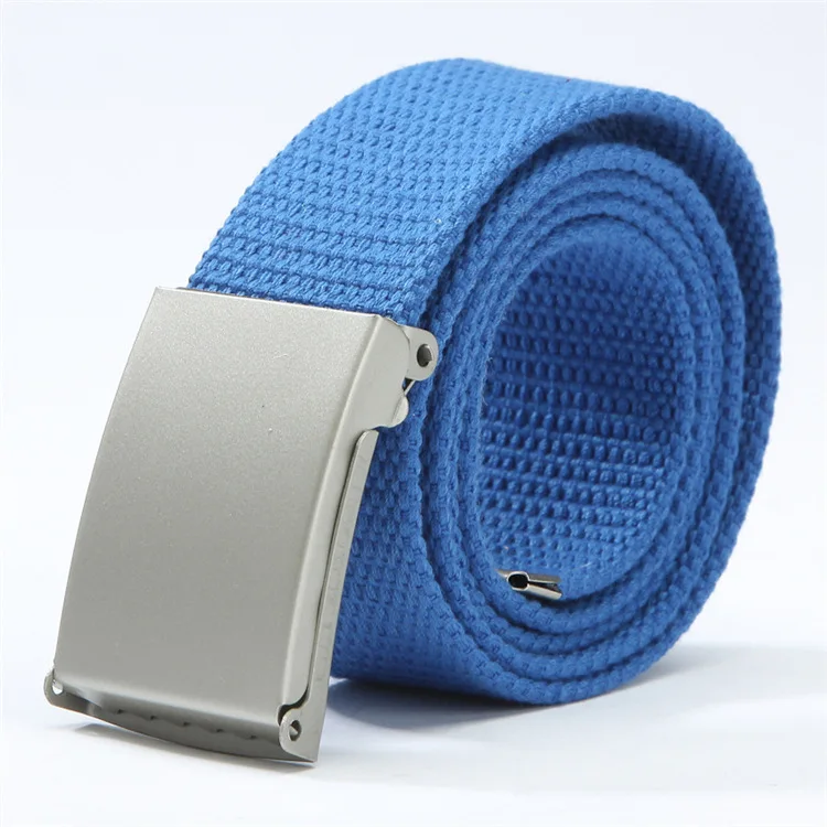 Fashion New Unisex Trousers Belts Canvas Belt Metal Buckle Men Women Boys Jeans Belts Candy Colors Top Quality140cm Luxury Belts