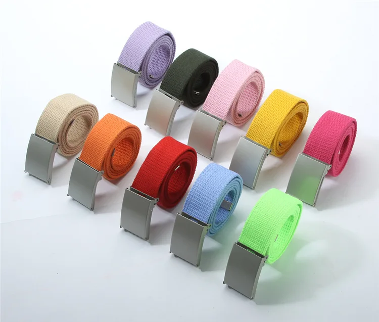 Fashion New Unisex Trousers Belts Canvas Belt Metal Buckle Men Women Boys Jeans Belts Candy Colors Top Quality140cm Luxury Belts