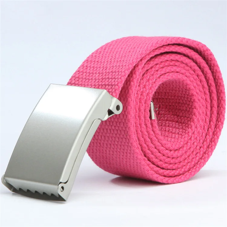 Fashion New Unisex Trousers Belts Canvas Belt Metal Buckle Men Women Boys Jeans Belts Candy Colors Top Quality140cm Luxury Belts