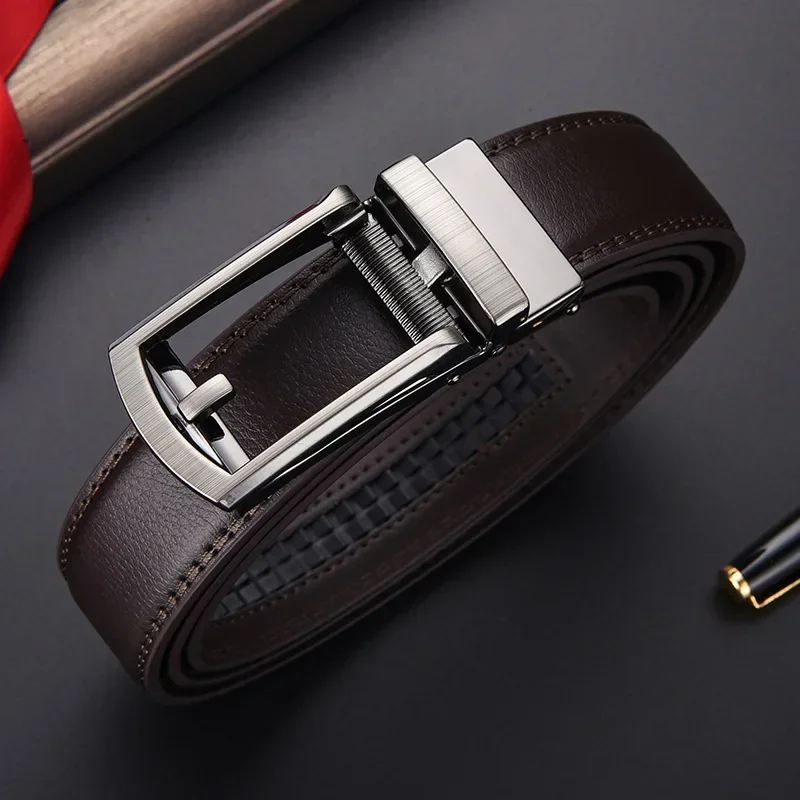 Men's Click Belt Business Luxury Designer Brand Genuine Leather Belts Jeans Automatic Adjustable Alloy Buckle Waist Straps Belts