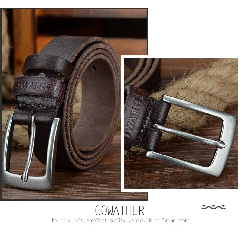 COWATHER top cow genuine leather men belts 2021 newest arrival three color hot design jeans belt for male original brand