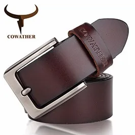COWATHER top cow genuine leather men belts 2021 newest arrival three color hot design jeans belt for male original brand