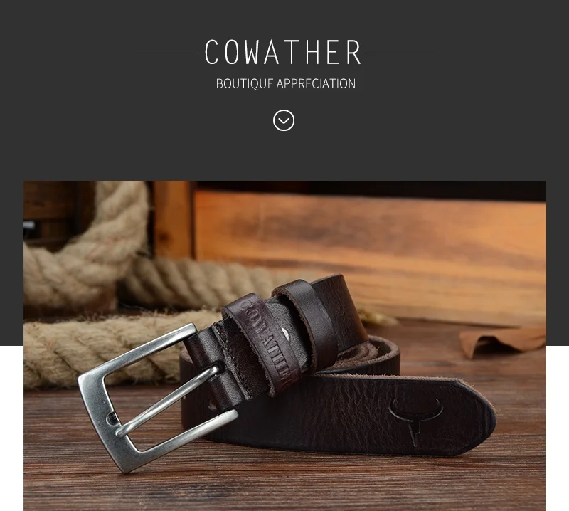COWATHER top cow genuine leather men belts 2021 newest arrival three color hot design jeans belt for male original brand